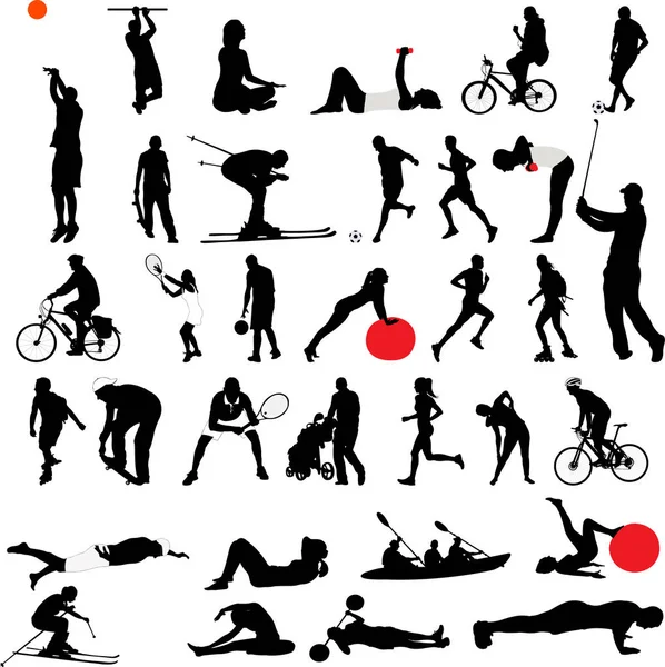 Sport and recreation collection silhouettes - vector — Stock Vector