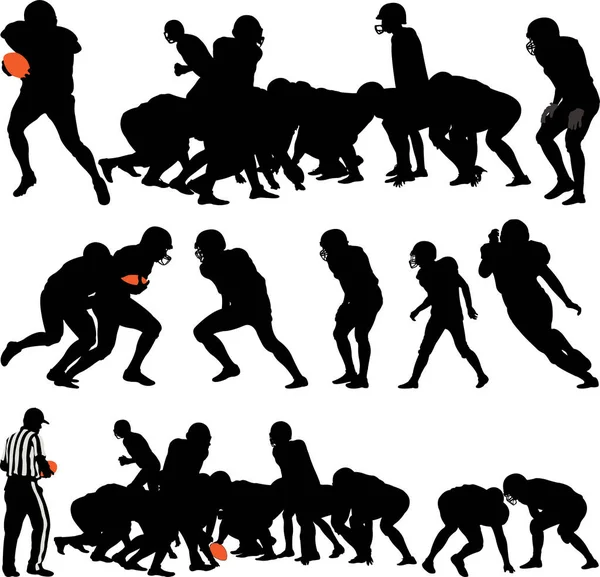 American football players silhouette - vector Royalty Free Stock Vectors
