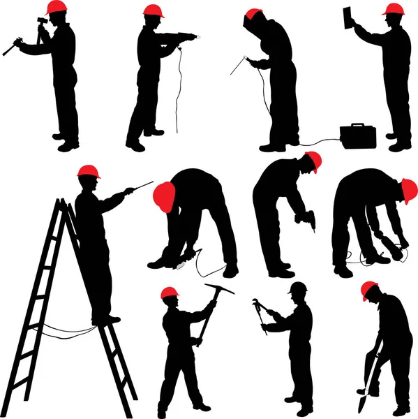 Worker silhouettes collection - vector Stock Vector