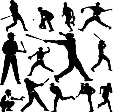 Baseball player silhouette - vector clipart