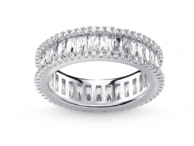 Pırlantalı bilezik düğün beyaz zemin üzerine beyaz altın yüzük