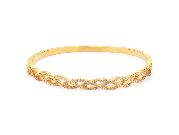 Schönes goldenes Armband mit Diamanten, auf weißem Hintergrund, Schmuck — Stockfoto