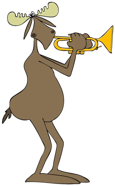 Alce tocando trompete — Fotografia de Stock