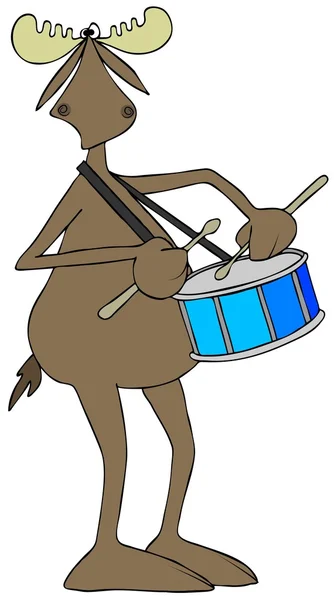 Moose playing a snare drum — Stock Photo, Image