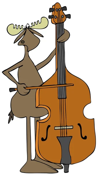 Moose playing a double bass — Stockfoto
