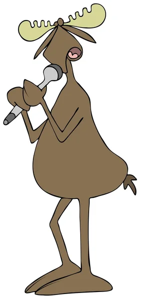 Moose singing into a microphone — Stock Photo, Image