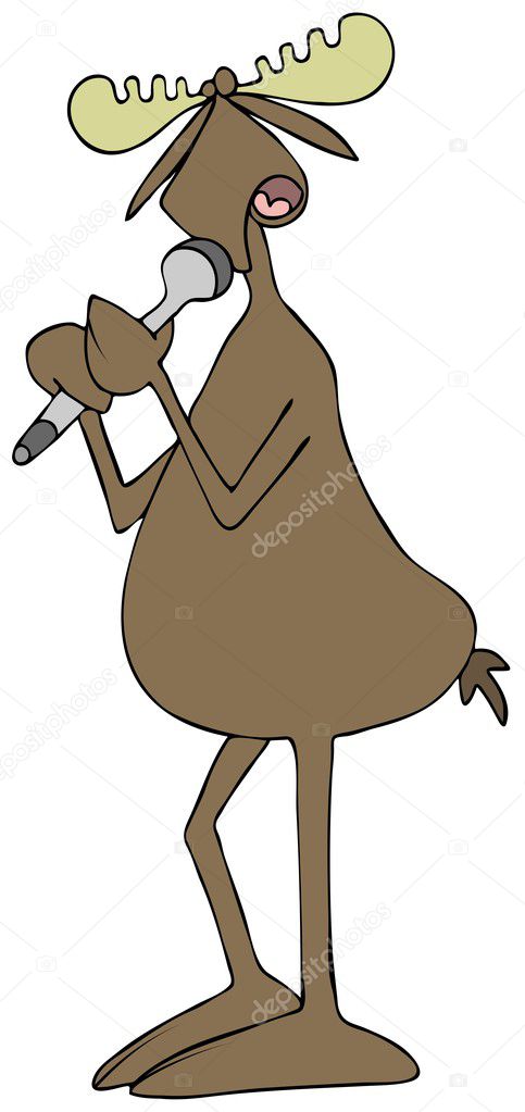 Moose singing into a microphone