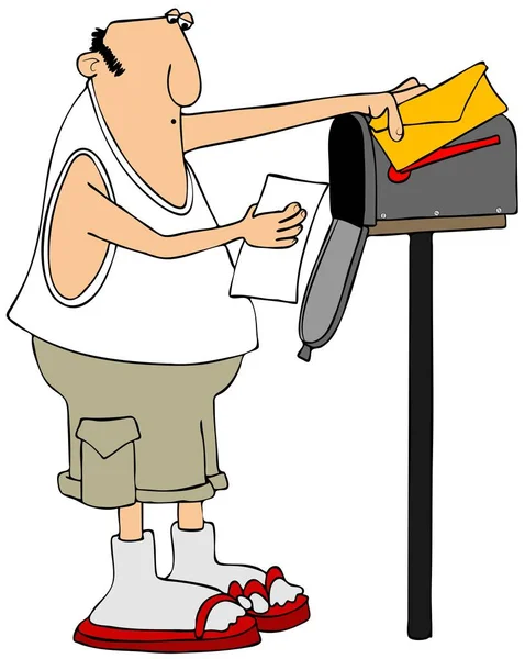 Человек у почтового ящика — стоковое фото