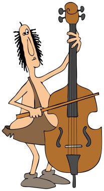 Bir bas Keman çalmaya mağara adamı