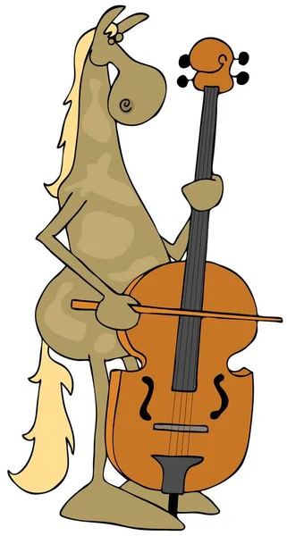 Horse playing a double bass violin