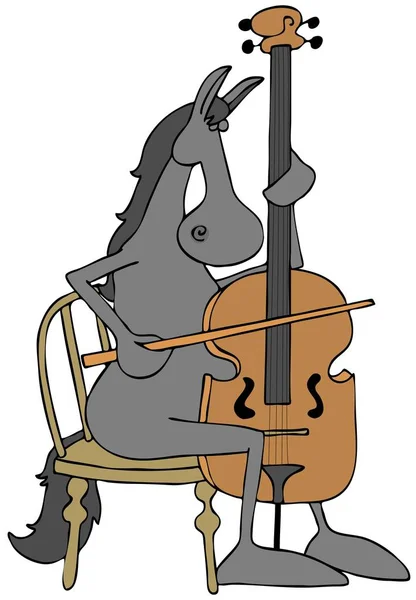 Hästen spelar en cello — Stockfoto