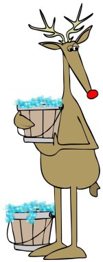 Bir kova köpüklü su ile geyik