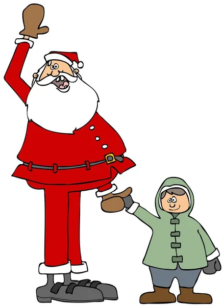 Santa y un niño pequeño — Foto de Stock