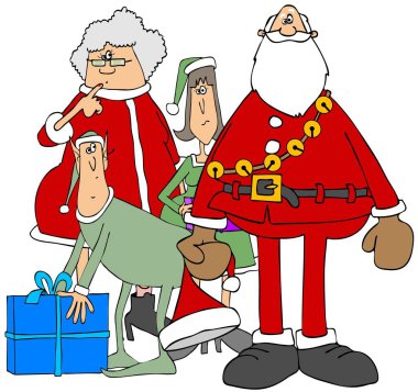 Bay ve Bayan Noel iki elfler ile