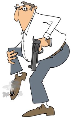 Kendini ayağından çekim adam