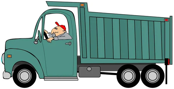 Man driving a dump truck — Stock Photo, Image