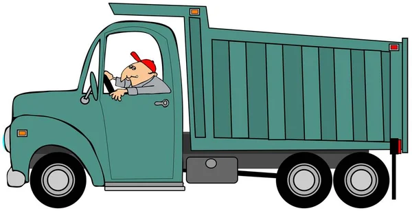 Man driving a dump truck
