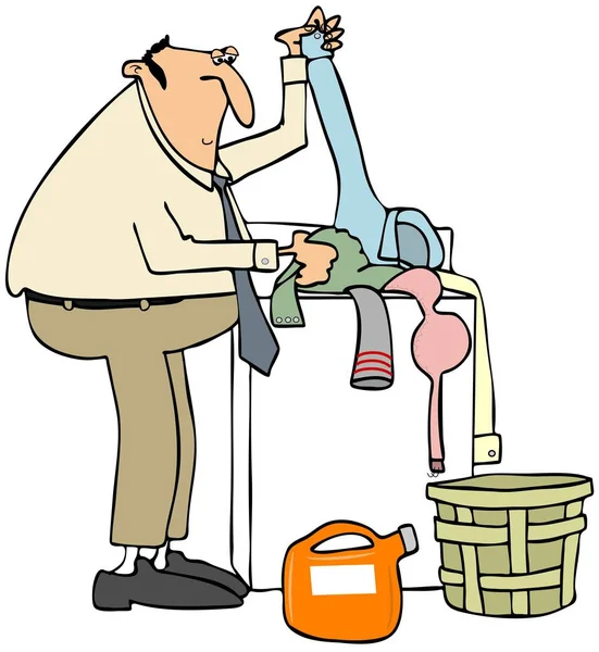 Çamaşırhane yapıyor adam — Stok fotoğraf