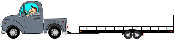 Truck pulling en tom släpvagn — Stockfoto