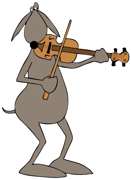 Собака играет на скрипке — стоковое фото