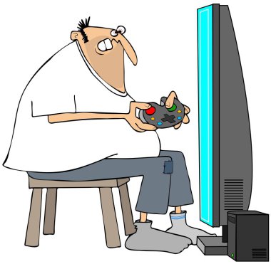 Çılgın adam video oyunları oynarken.