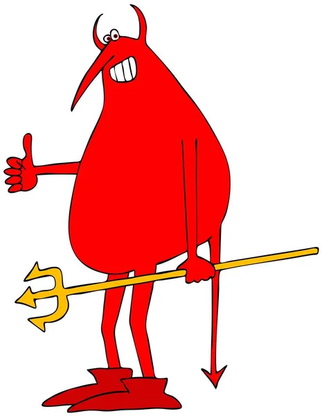 Diabo vermelho segurando uma forquilha — Fotografia de Stock