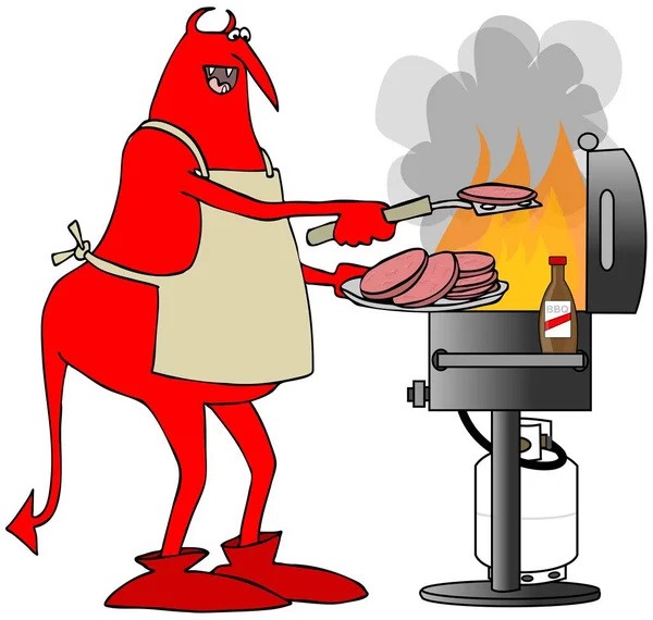 Κόκκινο διάβολο μαγείρεμα στη σχάρα Bbq — Φωτογραφία Αρχείου
