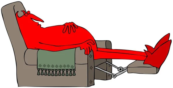 茶色のリクライニングで寝ている赤い悪魔 — ストック写真