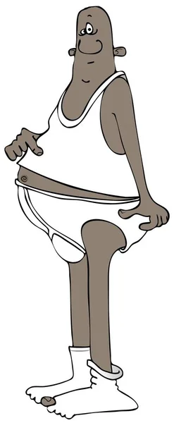 Illustration Depicting Chubby Ethnic Man Wearing White Underwear Shirt — Stock Photo, Image