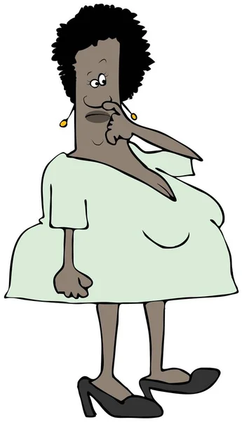 Ilustração Uma Mulher Negra Vestindo Vestido Colhendo Nariz — Fotografia de Stock