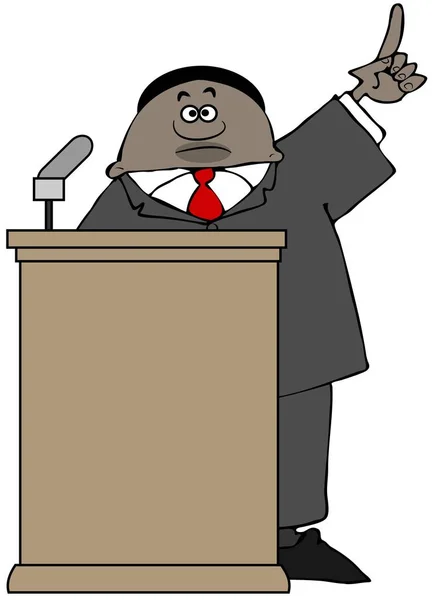 一个黑人政治家站在讲台上 并给一个树桩讲话的例证 — 图库照片