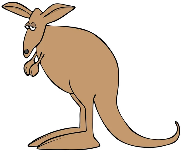 Ilustracja Smutnego Brązowego Kangura Stojącego Bardzo Dużych Stopach — Zdjęcie stockowe