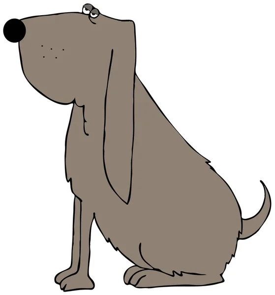 Illustration Brown Bloodhound Dog Sitting Its Haunches — Stock Photo, Image