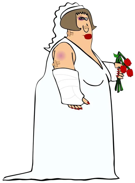Illustration Une Mariée Potelée Portant Robe Avec Des Ecchymoses Assorties Photos De Stock Libres De Droits