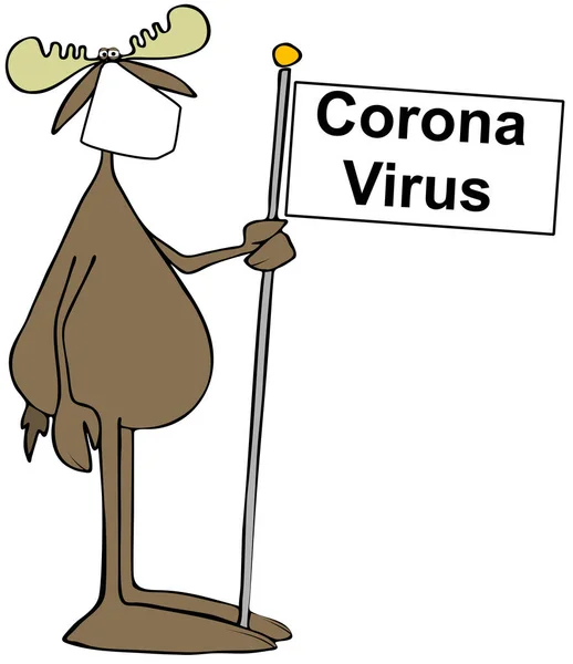 Yüz Maskesi Takan Elinde Corona Virüsü Yazan Bir Bayrak Tutan — Stok fotoğraf