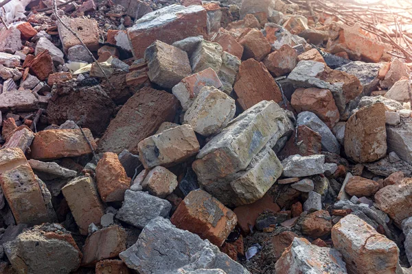 Construction déchets briques pierres mortier fermer — Photo