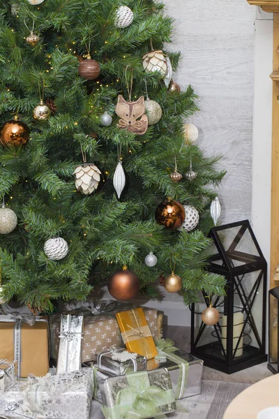Bellissimo Albero Natale Decorato — Foto Stock