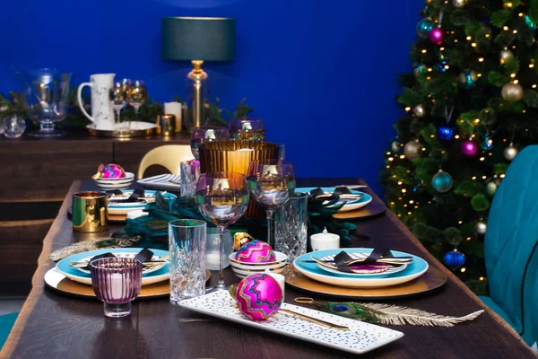 Decoração de mesa de Natal — Fotografia de Stock