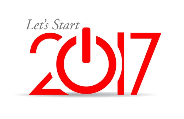 Sağlar 2017 yeni yıl kartı başlatmak, güç düğmesi fikir bas — Stok Vektör