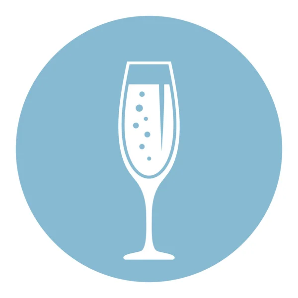Champagne icona di vetro blu — Vettoriale Stock