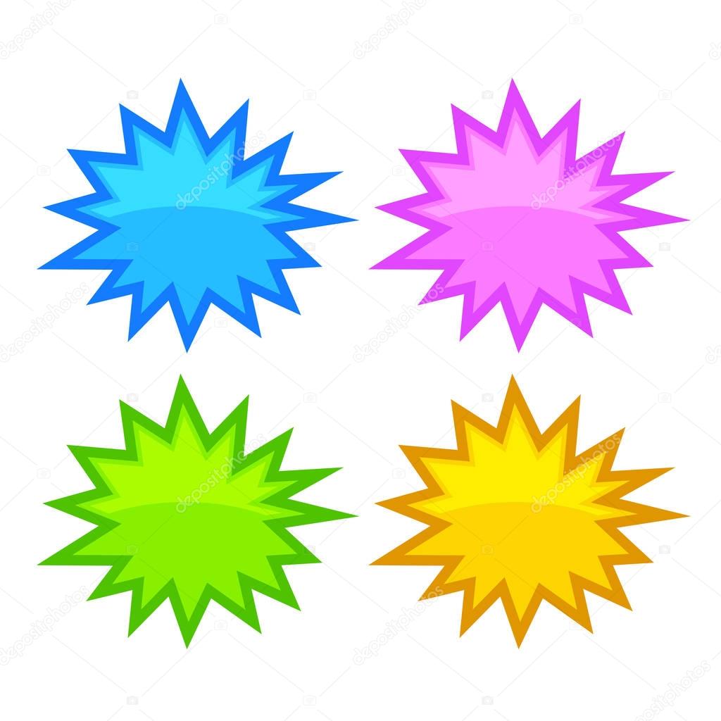 Bursting speech stars bubble vector illustration isolated on white background, abstract design element