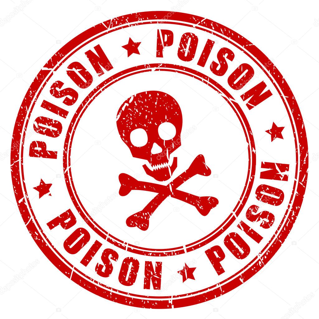 Poison danger vector rubber stamp