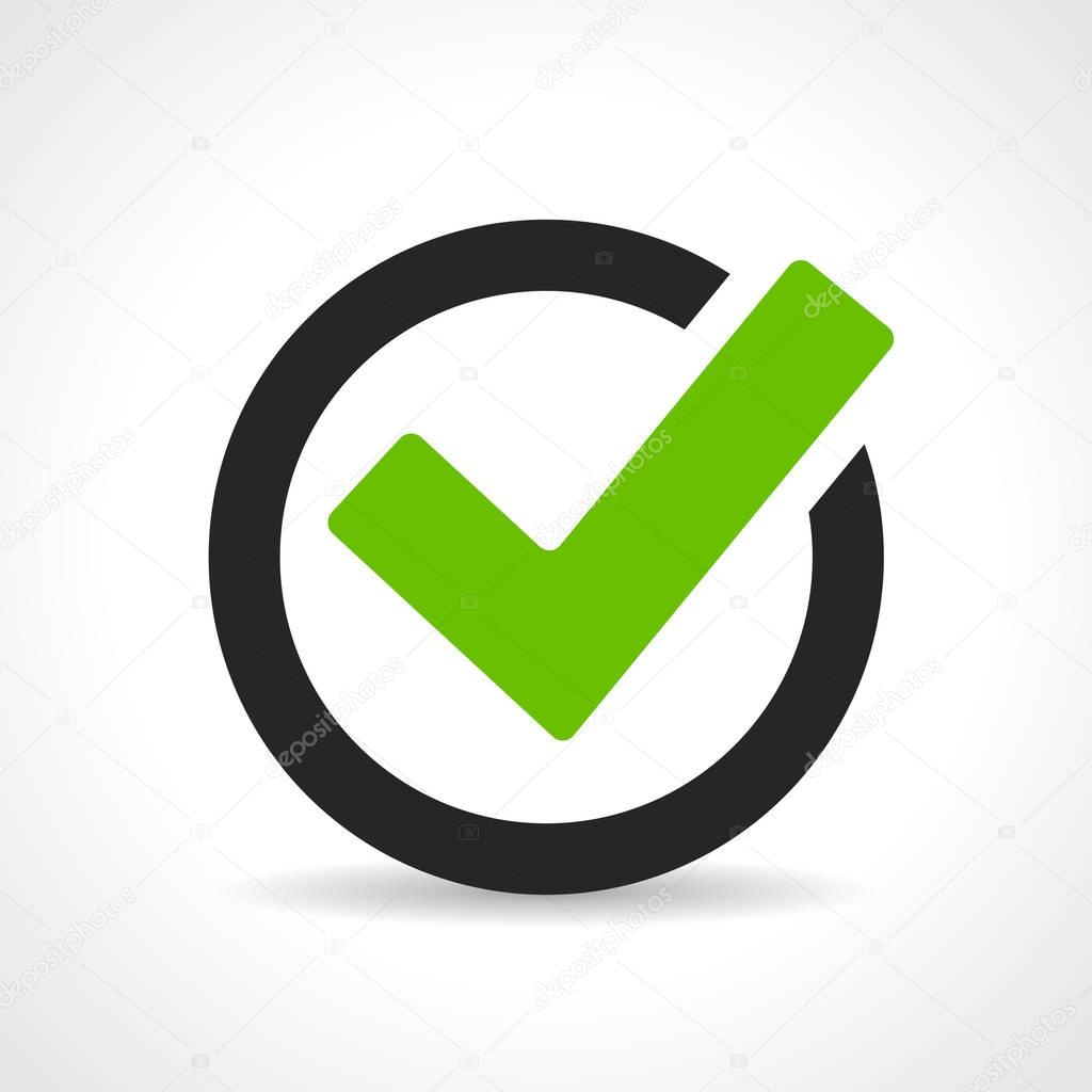 Green checkmark sign vector illustration isolated on white background