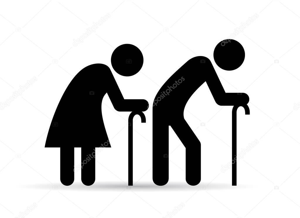 Old people man and woman icon vector illustration isolated on white background
