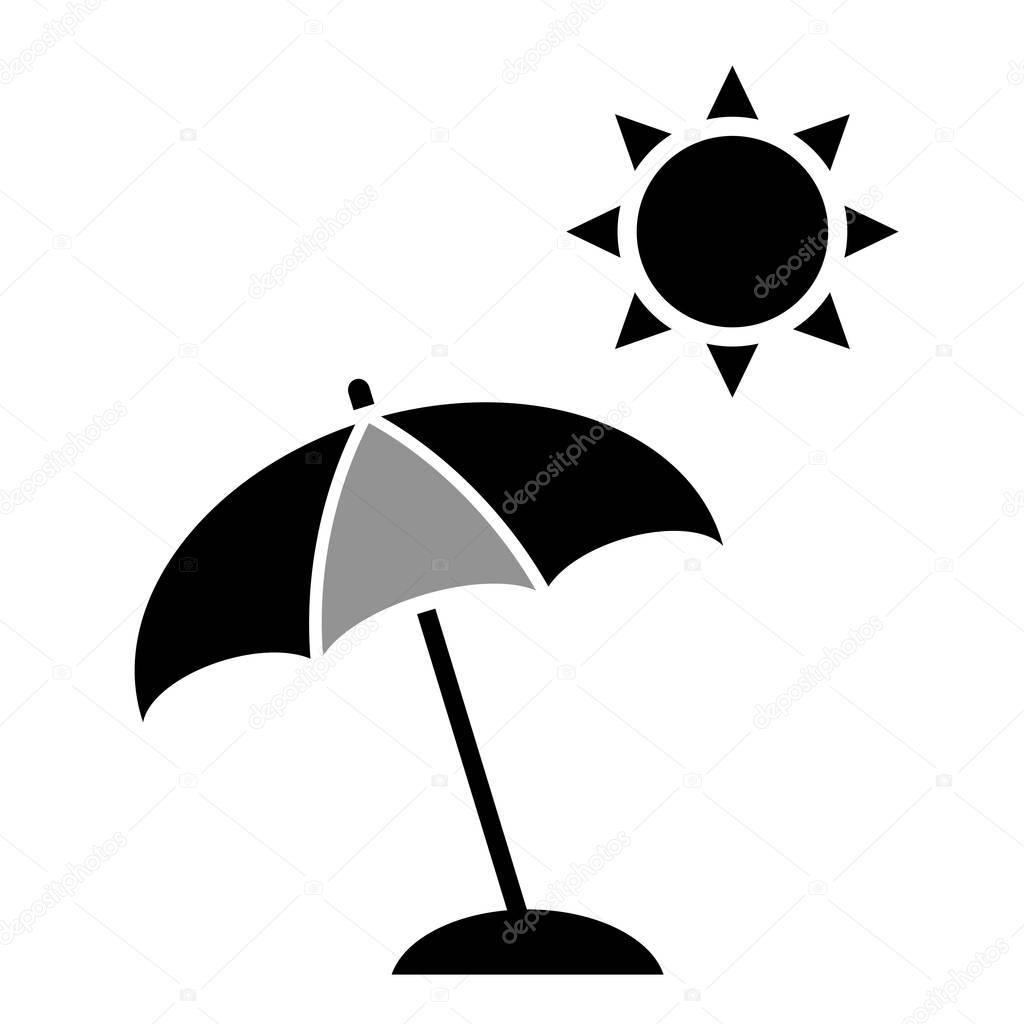 Beach umbrella silhouette icon vector illustration isolated on white background