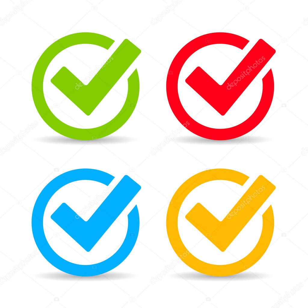 Tick check mark icons set vector illustration isolated on white background