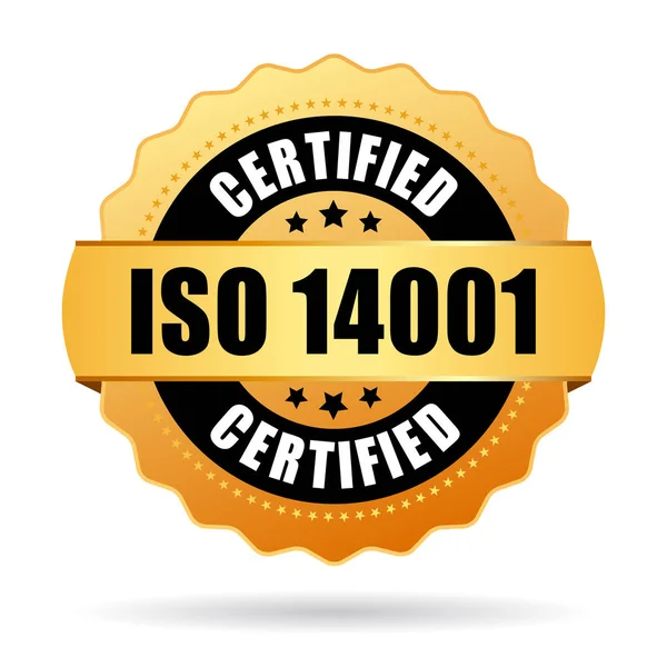 Iso 14001 sello de oro certificado — Archivo Imágenes Vectoriales