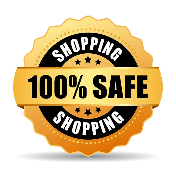 100 veilig winkelen gouden zegel — Stockvector