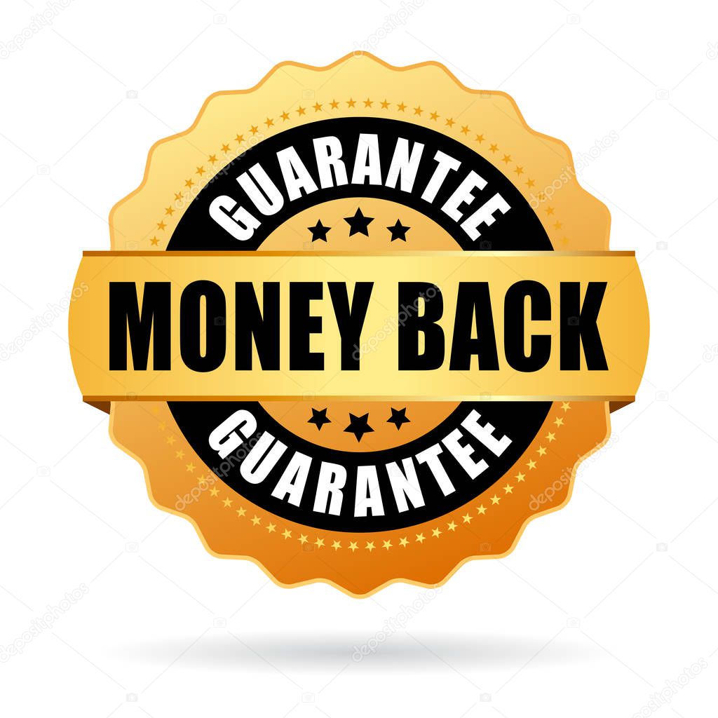 Money back guarantee gold web icon