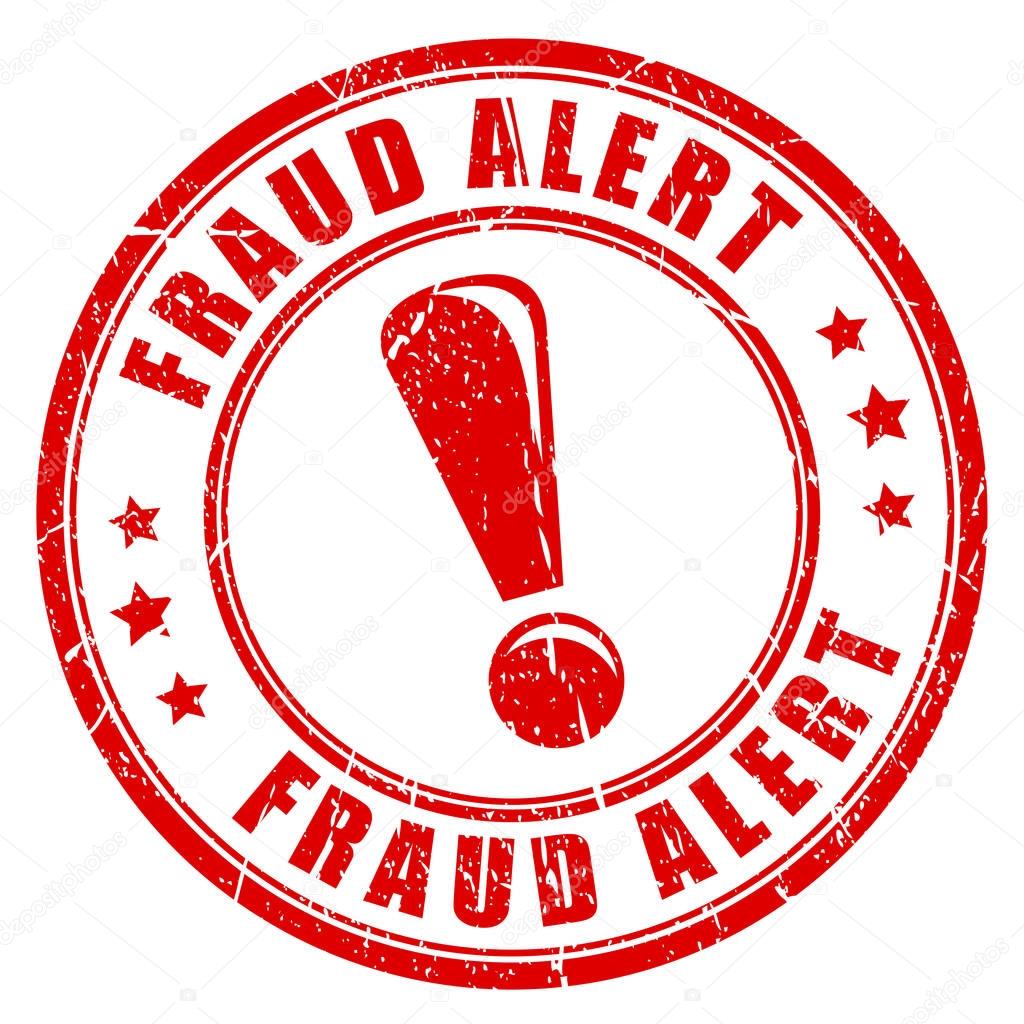 Fraud alert rubber stamp